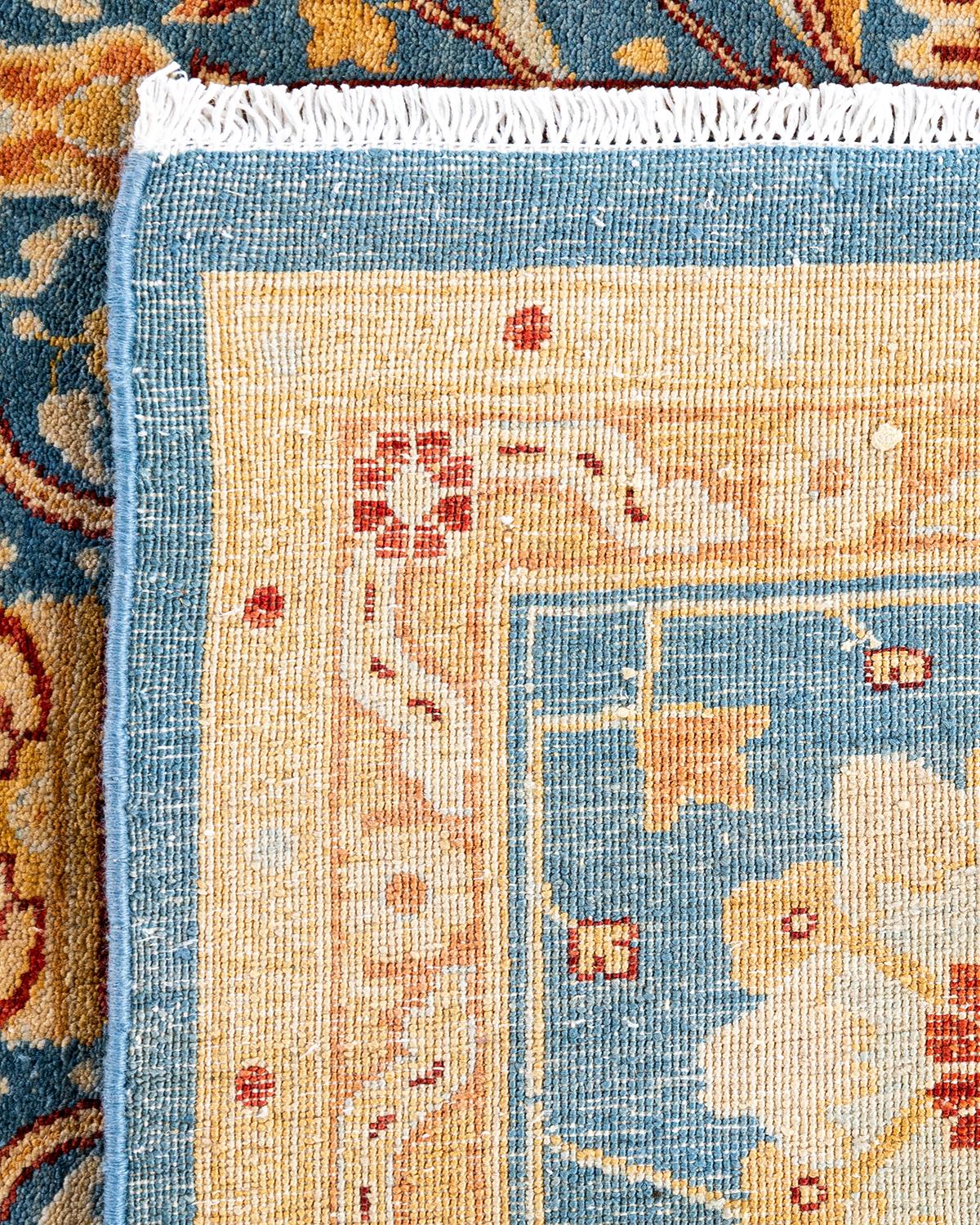 Contemporary Overdyed Hand Knotted Wool Blue Area Rug (21. Jahrhundert und zeitgenössisch) im Angebot