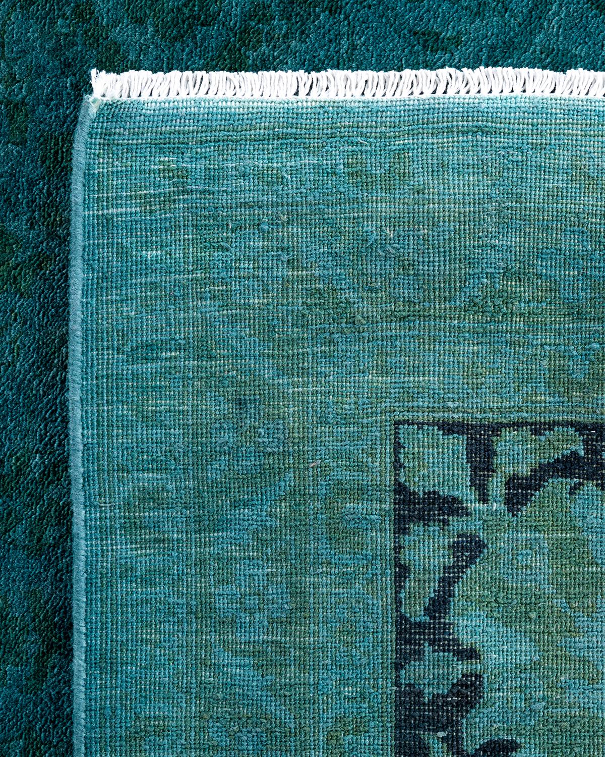 XXI secolo e contemporaneo Tappeto contemporaneo in lana sovratinta annodata a mano di colore blu in vendita