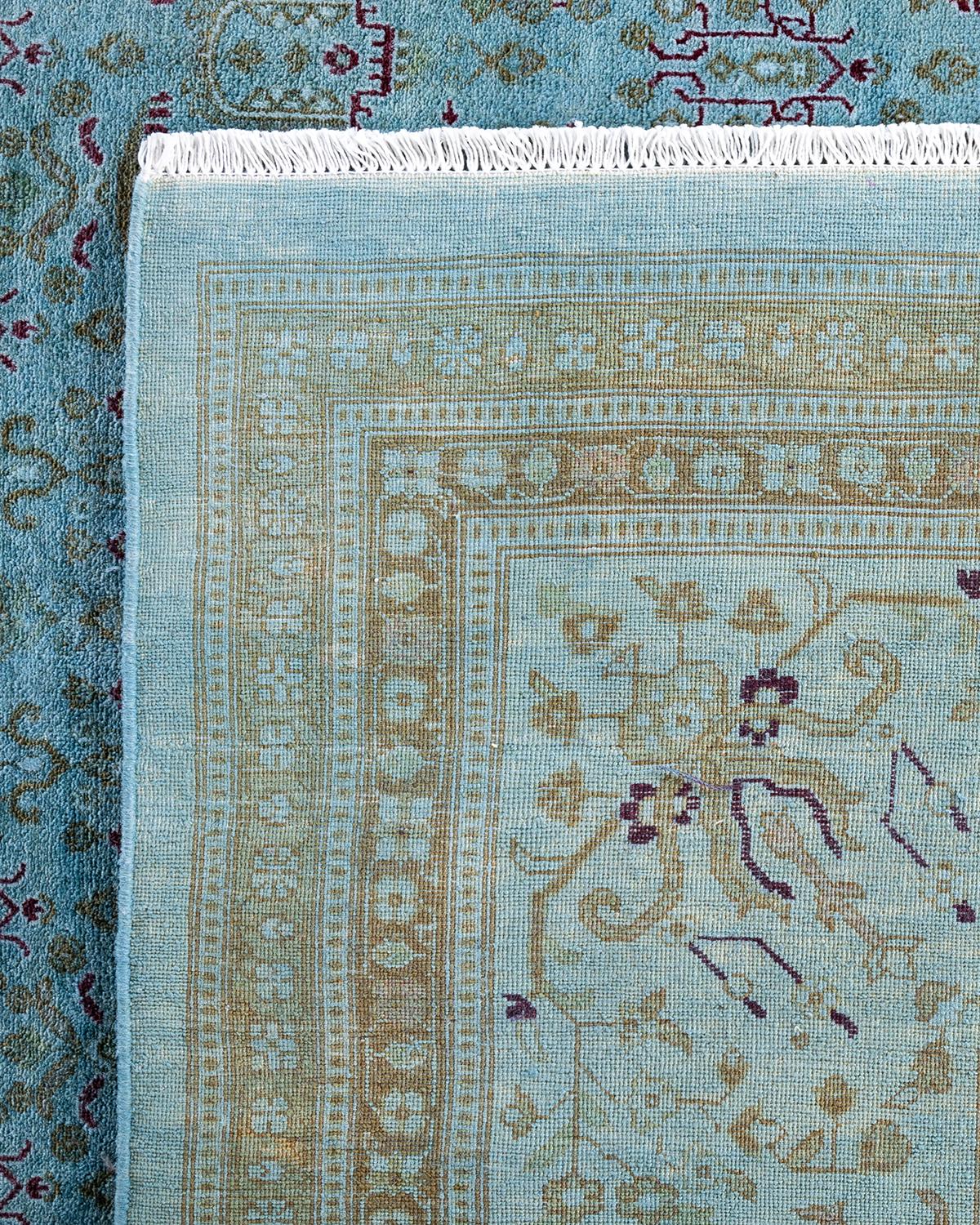 XXI secolo e contemporaneo Tappeto contemporaneo in lana sovratinta annodata a mano di colore blu in vendita