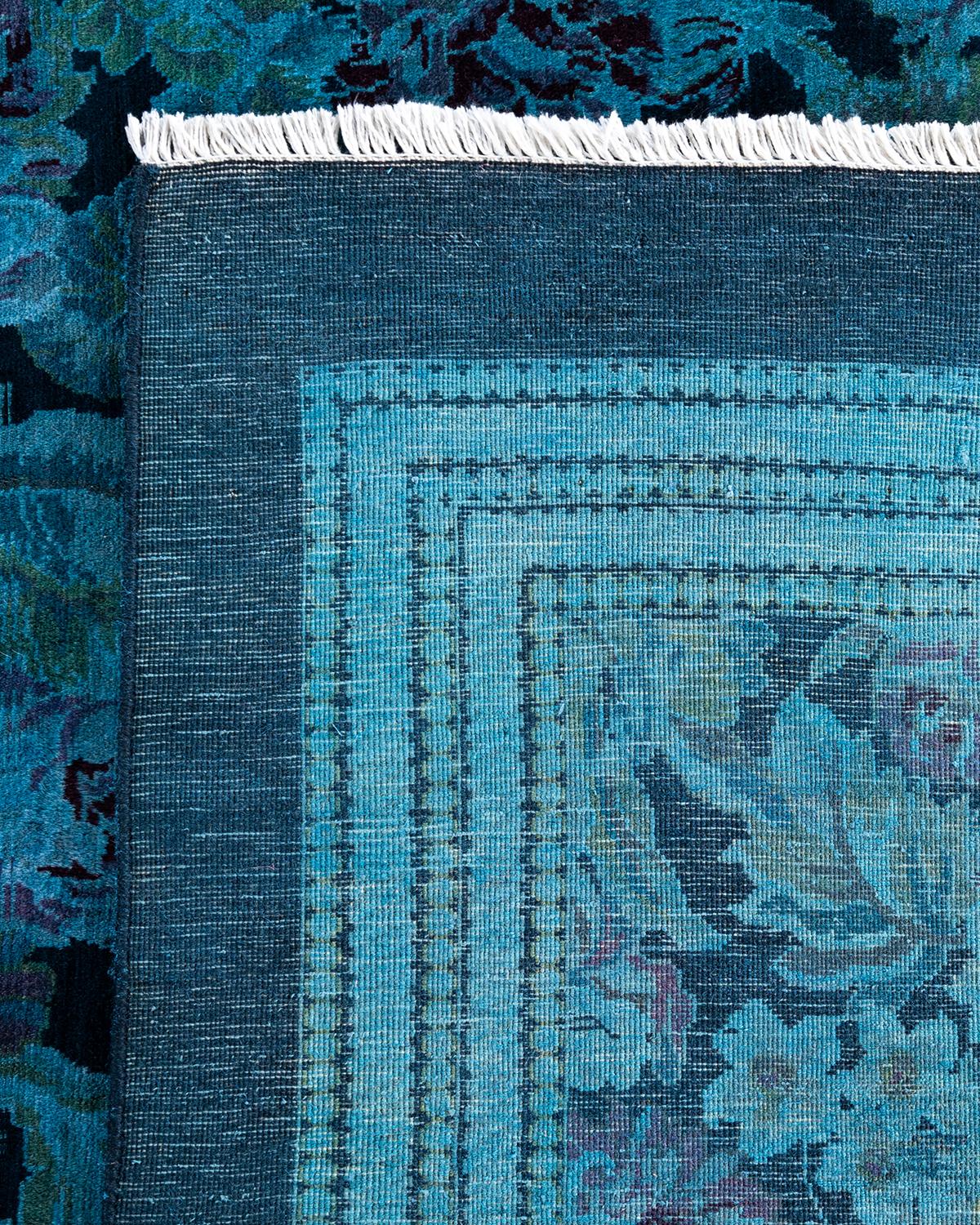 Alfombra de lana teñida a mano contemporánea azul Siglo XXI y contemporáneo en venta