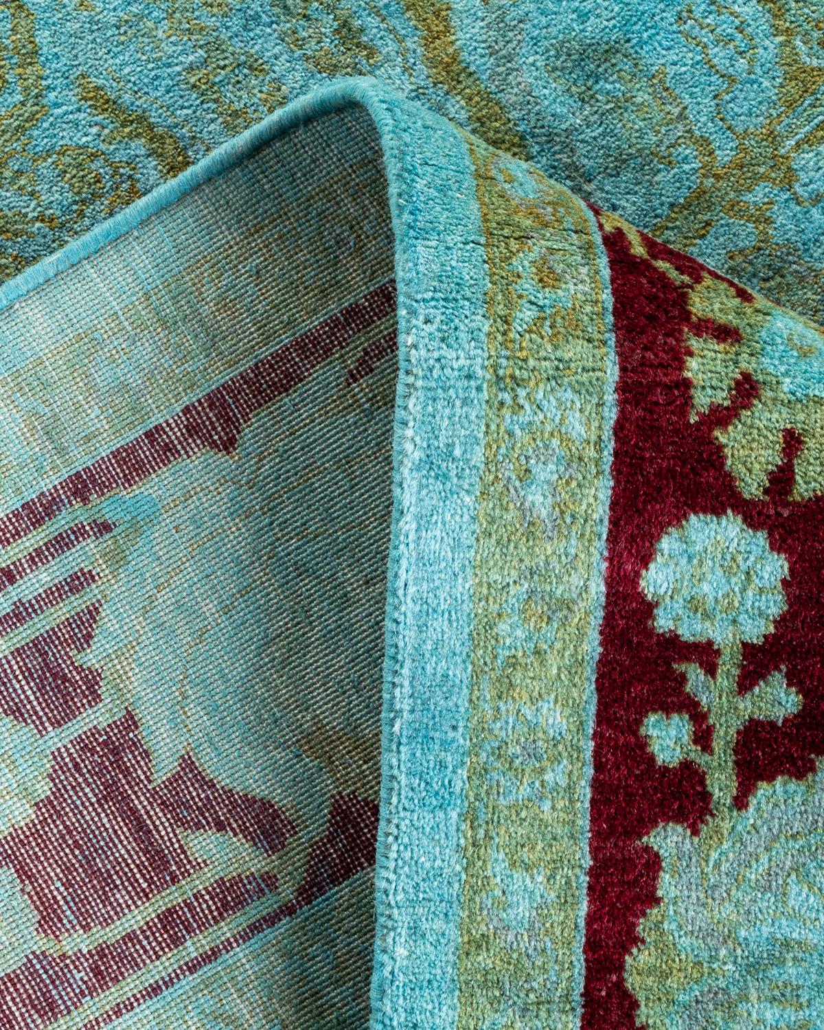 Alfombra de lana teñida a mano contemporánea azul Lana en venta