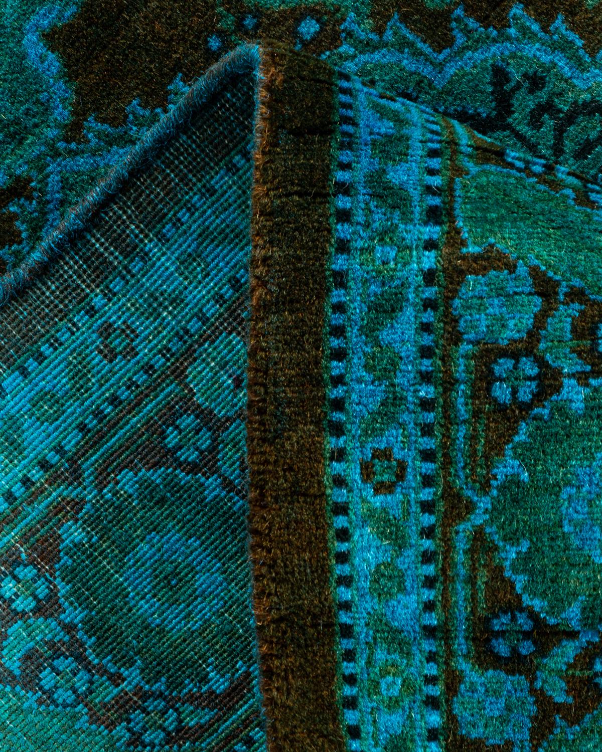 Alfombra de lana teñida a mano contemporánea azul Lana en venta