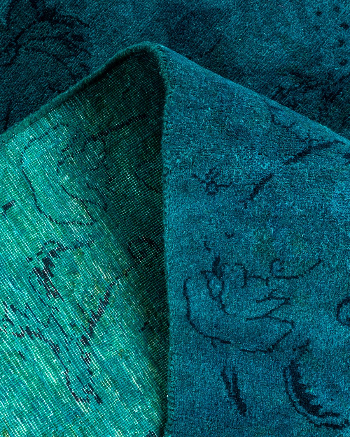 Alfombra de lana teñida a mano contemporánea azul Lana en venta