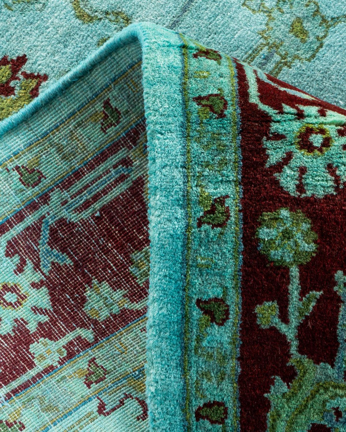Alfombra de lana teñida a mano contemporánea azul Lana en venta