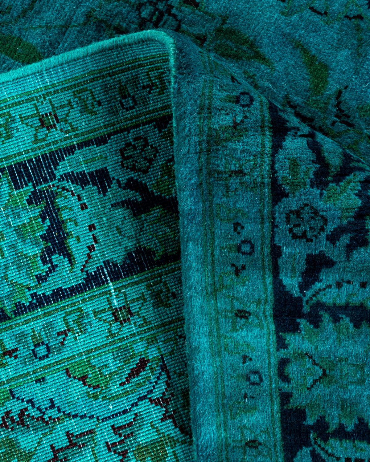 Alfombra de lana teñida a mano contemporánea azul Lana en venta