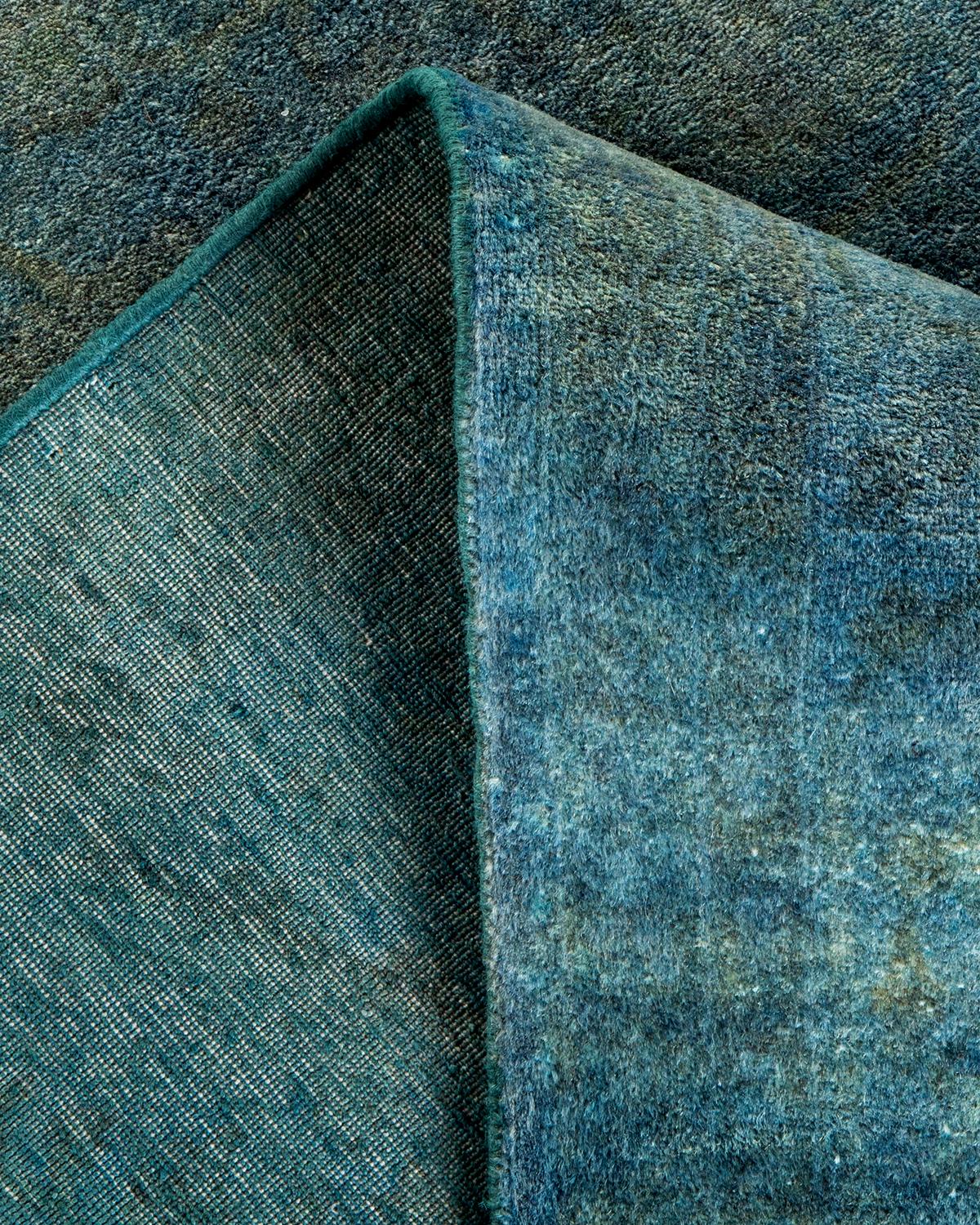 Alfombra de lana teñida a mano contemporánea azul Lana en venta