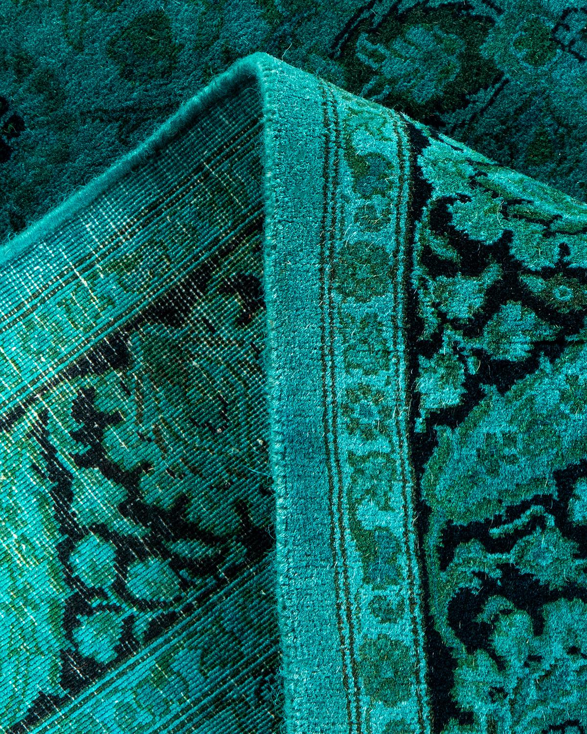 Alfombra de lana teñida a mano contemporánea azul Lana en venta