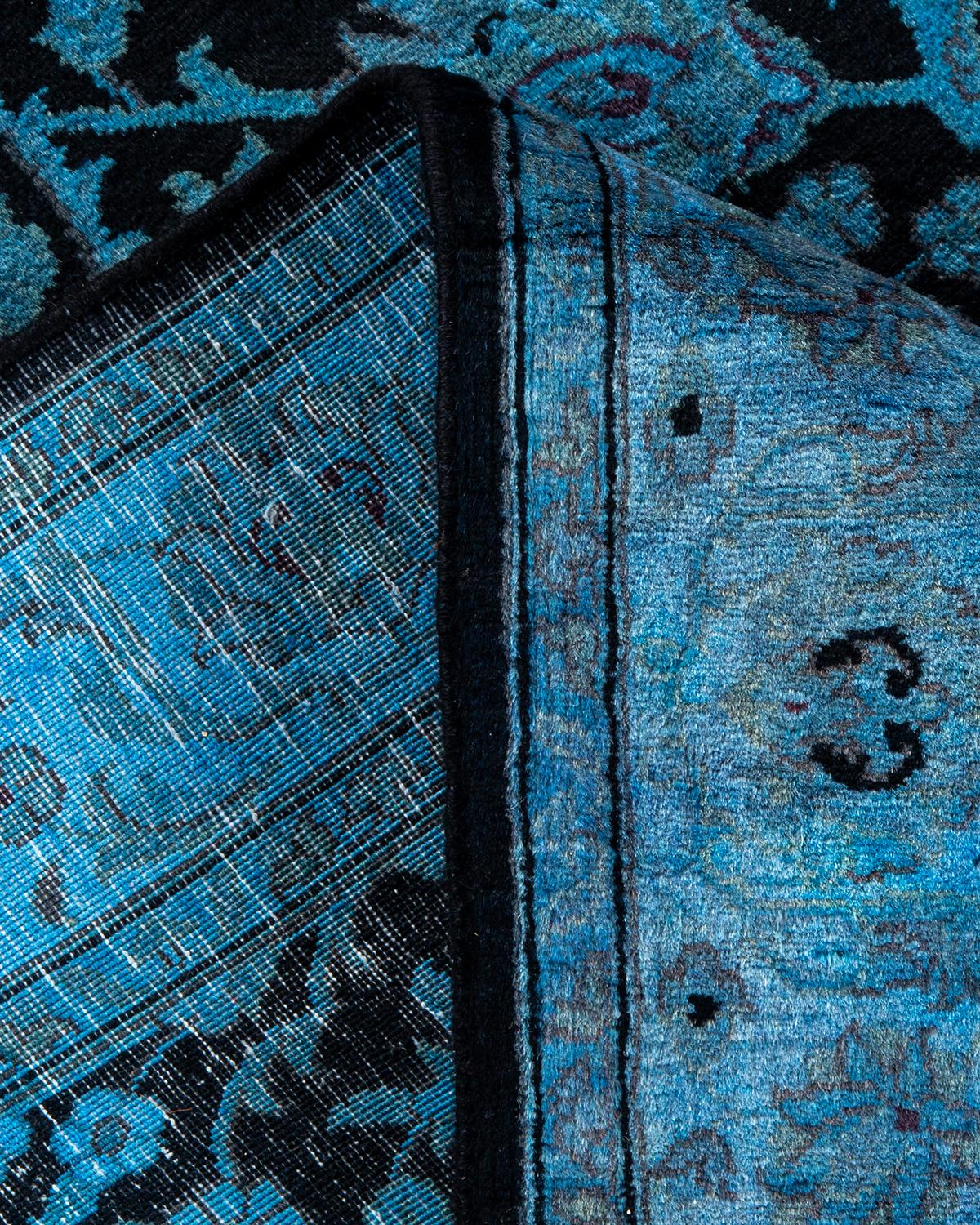 Contemporary Overdyed Hand Knotted Wool Blue Area Rug (Wolle) im Angebot