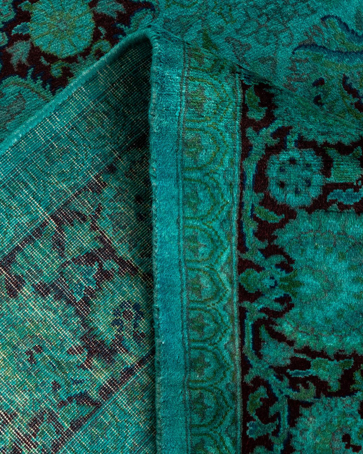 Alfombra de lana teñida a mano contemporánea azul Lana en venta