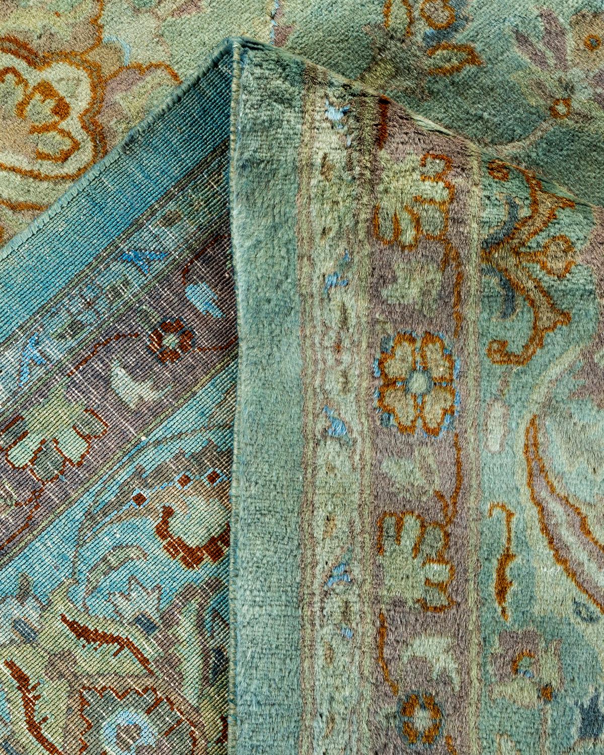 Contemporary Overdyed Hand Knotted Wool Blue Area Rug For Sale 2