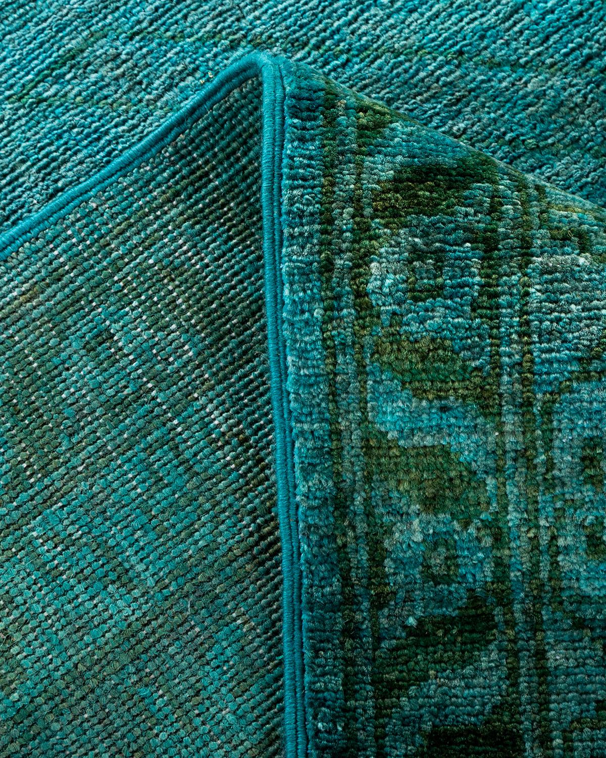 Alfombra de lana teñida a mano contemporánea azul Lana en venta