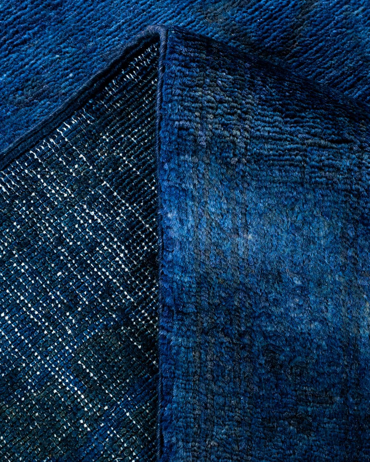 Alfombra de lana teñida a mano contemporánea azul Lana en venta