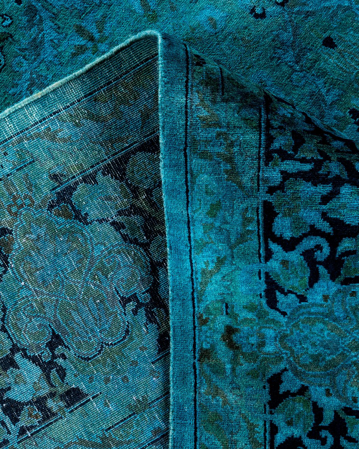 Alfombra de lana teñida a mano contemporánea azul Lana en venta