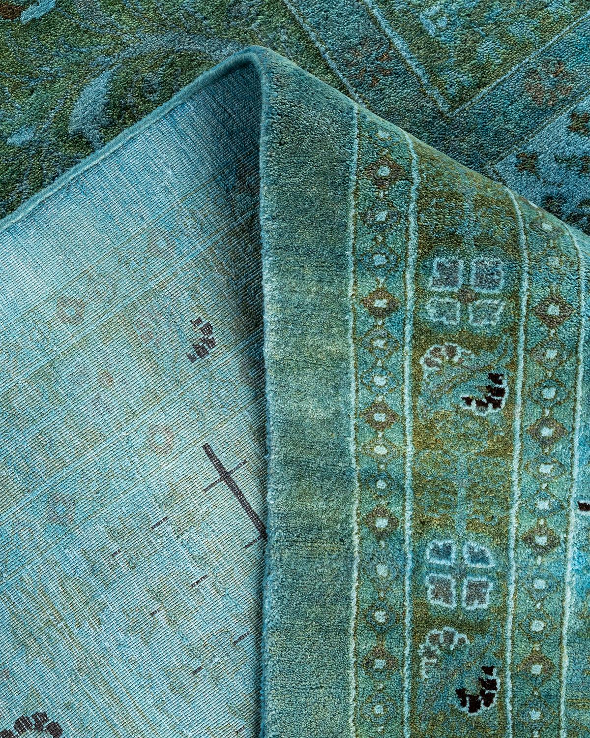 Alfombra de lana teñida a mano contemporánea azul Lana en venta