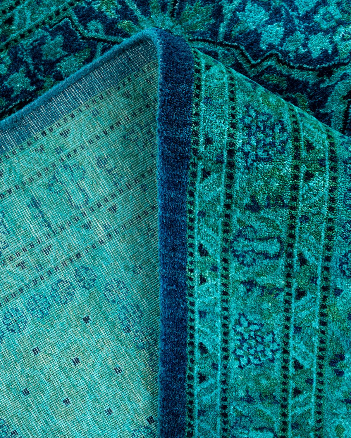 Alfombra de lana teñida a mano contemporánea azul Lana en venta