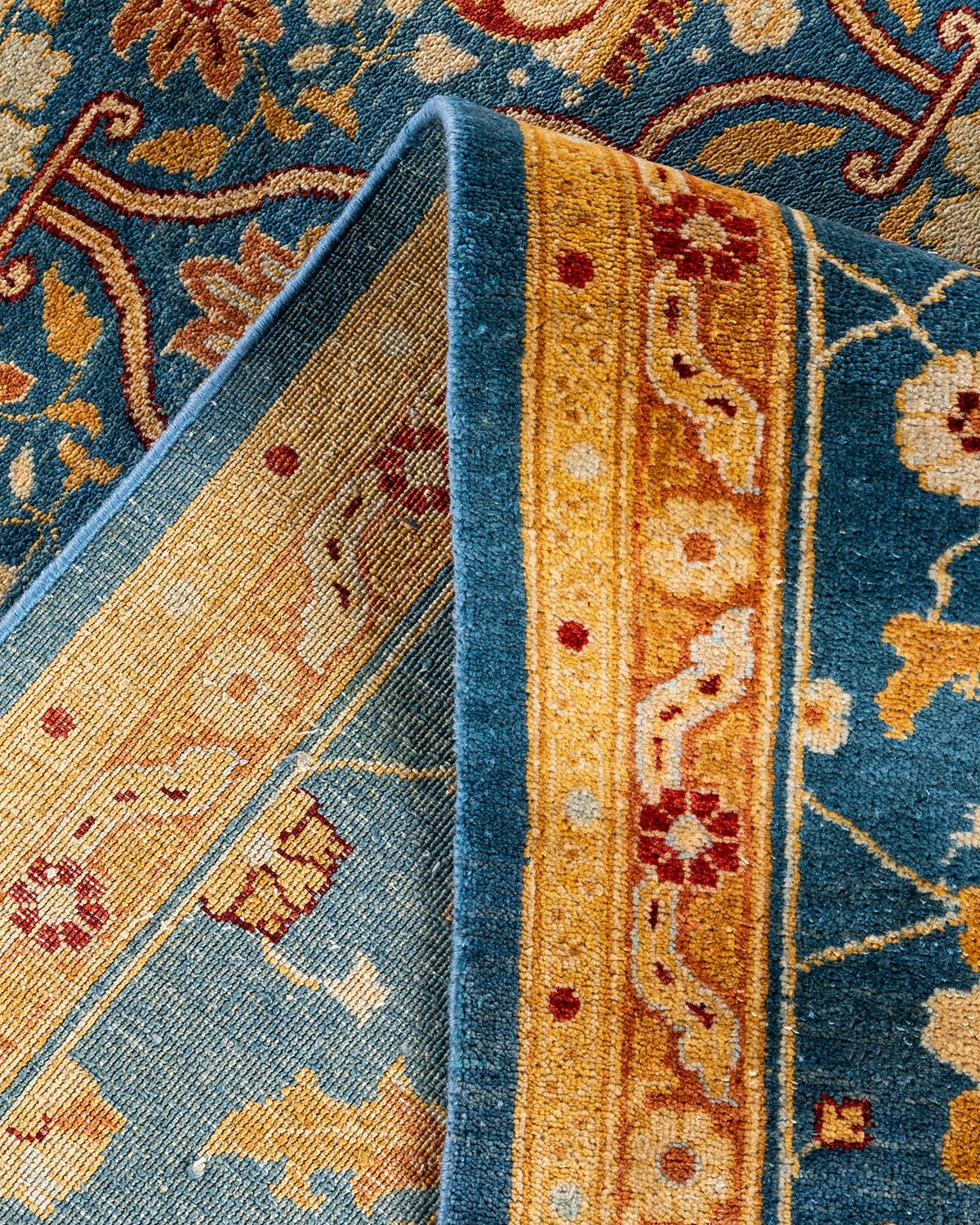 Contemporary Overdyed Hand Knotted Wool Blue Area Rug (Wolle) im Angebot