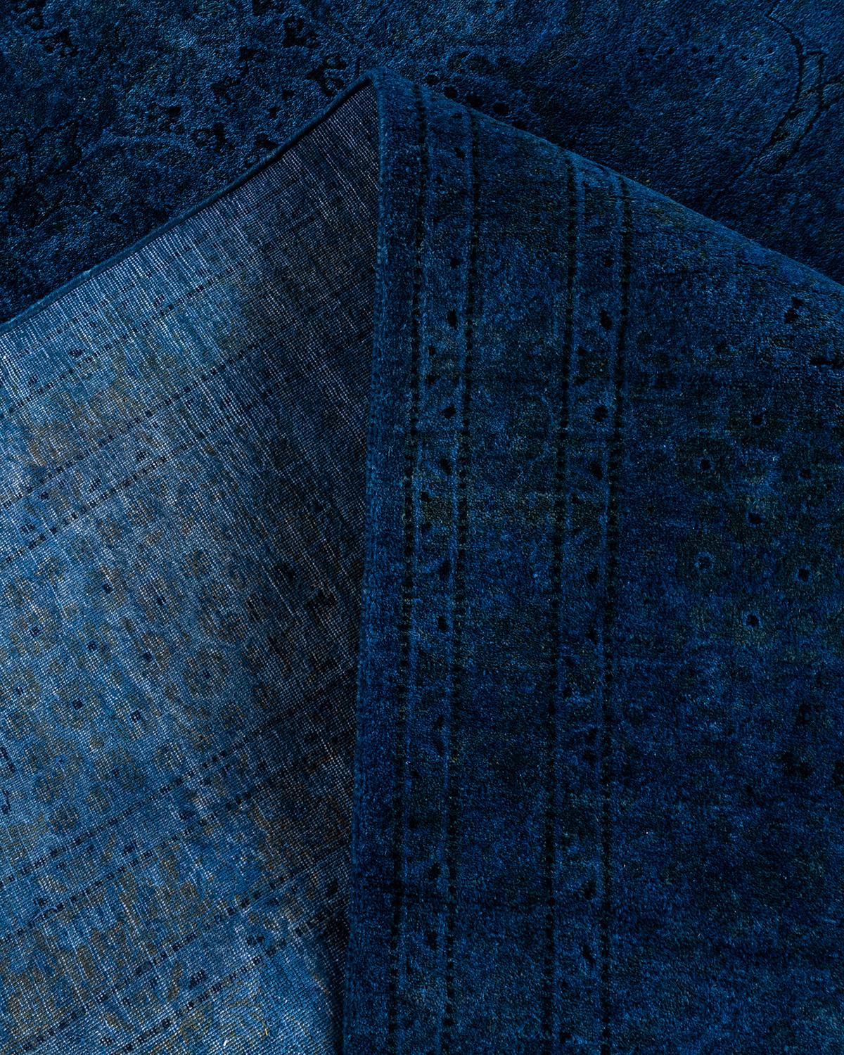 Alfombra de lana teñida a mano contemporánea azul Lana en venta