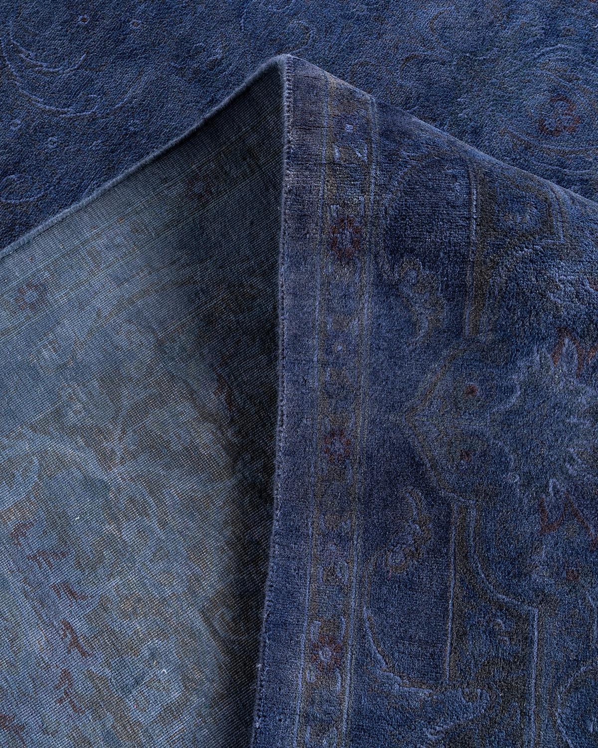 Alfombra de lana teñida a mano contemporánea azul Lana en venta