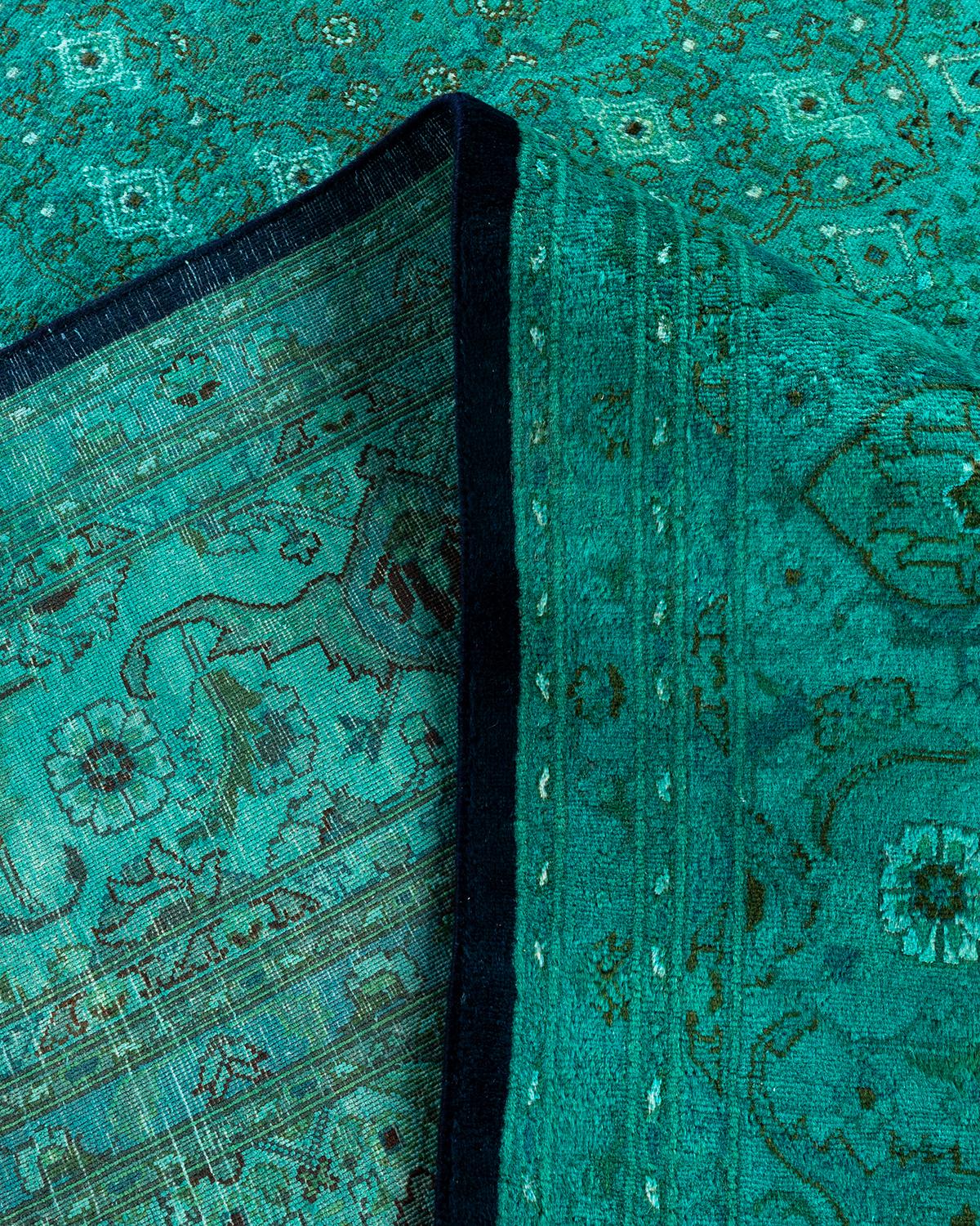 Contemporary Overdyed Hand Knotted Wool Blue Area Rug (Wolle) im Angebot