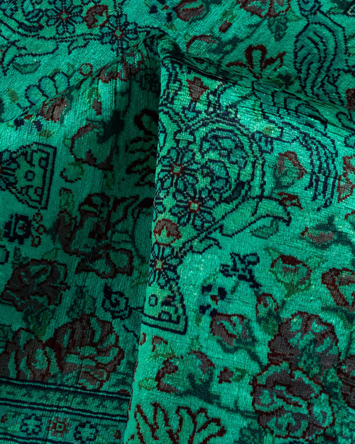 Tapis de sol contemporain en laine surteinte nouée à la main, bleu en vente 1