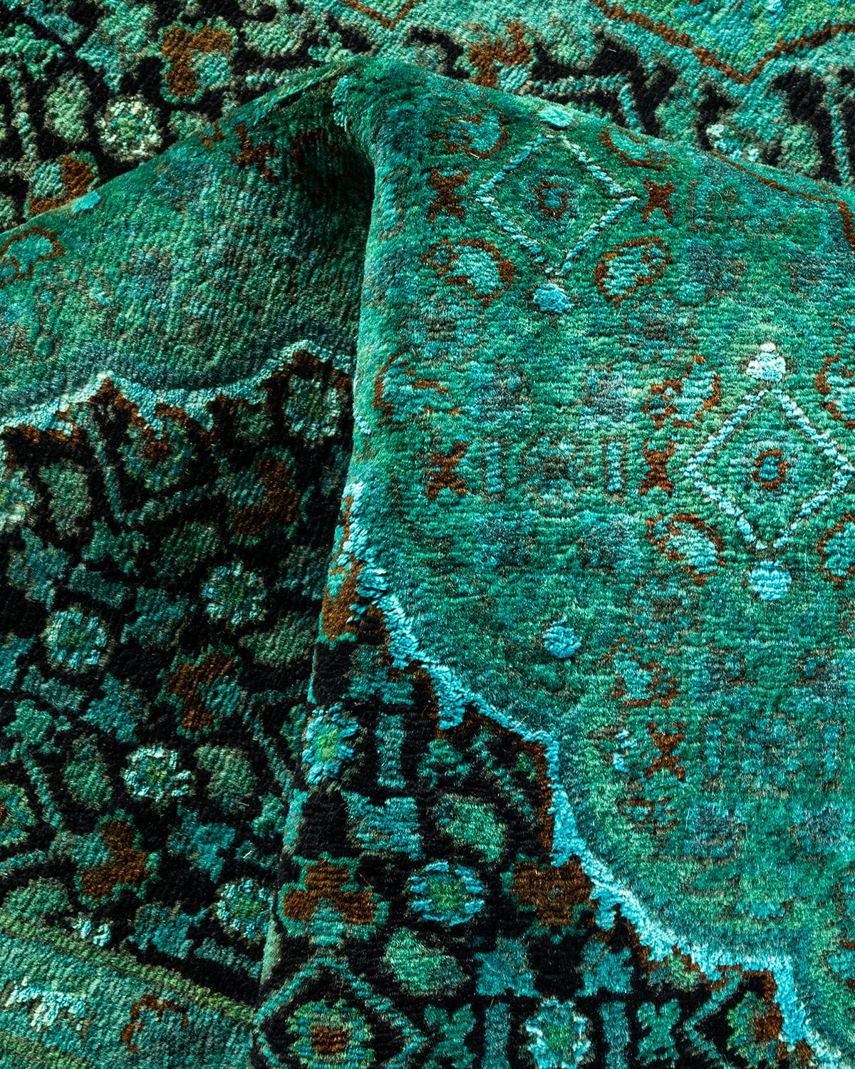 Contemporary Overdyed Hand Knotted Wool Blue Area Rug im Angebot 1