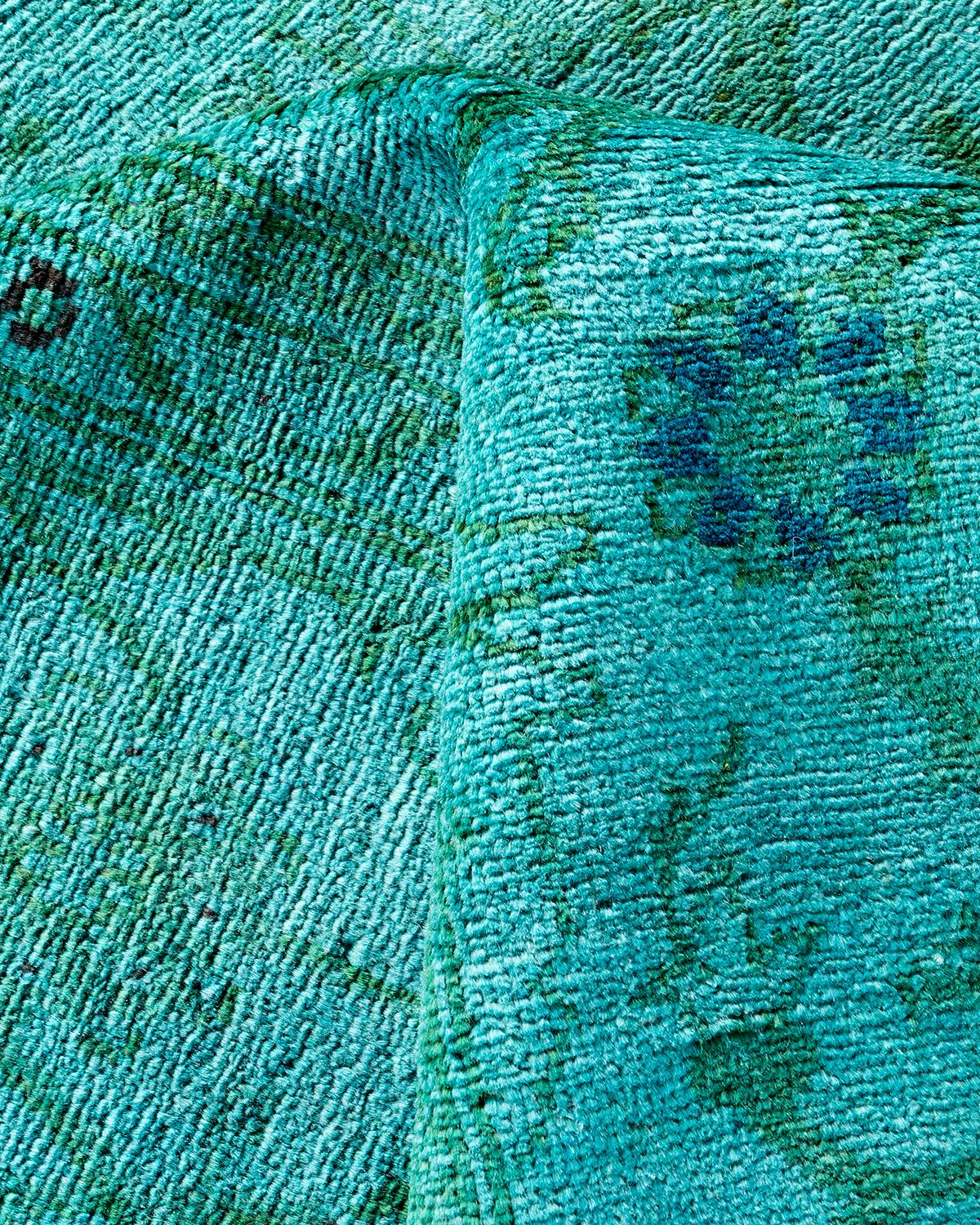 Tapis de sol contemporain en laine surteinte nouée à la main, bleu en vente 1