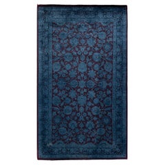 Contemporary Overdyed Hand Knotted Wool Blue Area Rug