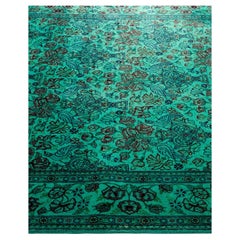 Contemporary Overdyed Hand Knotted Wool Blue Area Rug