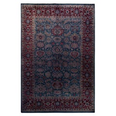 Contemporary Overdyed Hand Knotted Wool Blue Area Rug