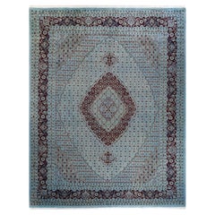 Contemporary Overdyed Hand Knotted Wool Blue Area Rug
