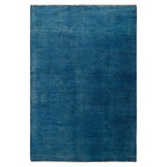 Contemporary Overdyed Hand Knotted Wool Blue Area Rug