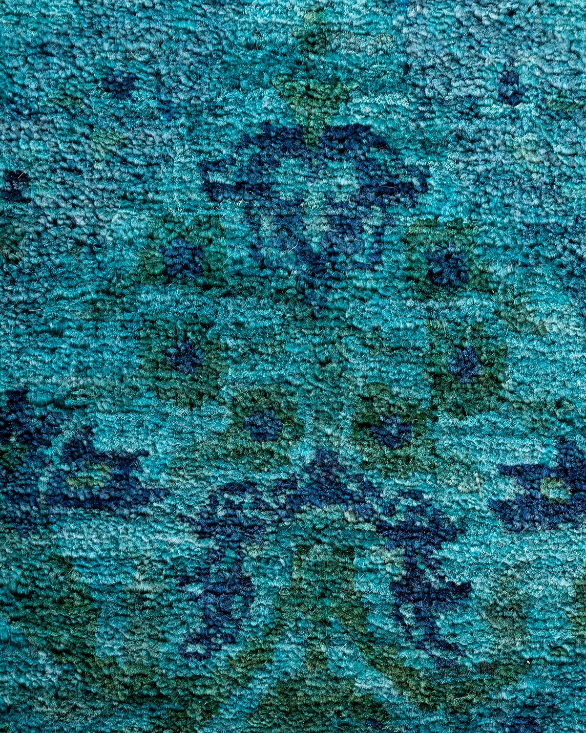 Alfombra redonda contemporánea de lana teñida a mano azul 1,80 x 1,80 cm Pakistaní en venta