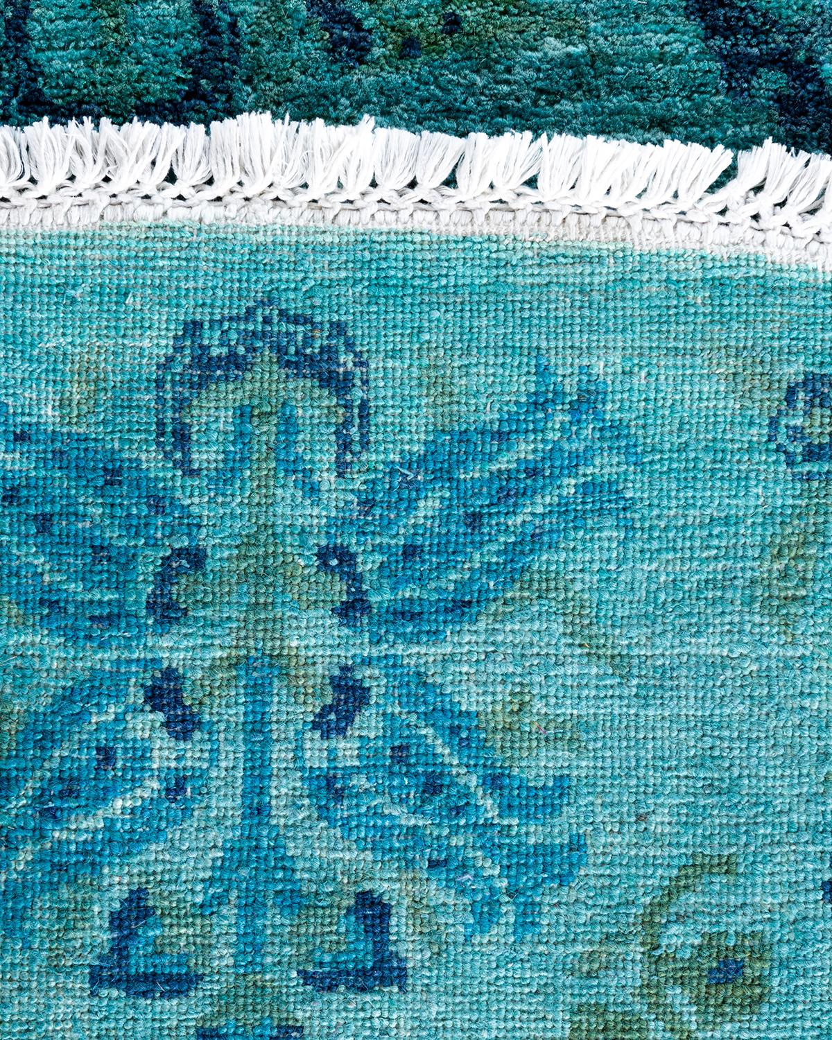 Alfombra redonda contemporánea de lana teñida a mano azul 1,80 x 1,80 cm Siglo XXI y contemporáneo en venta