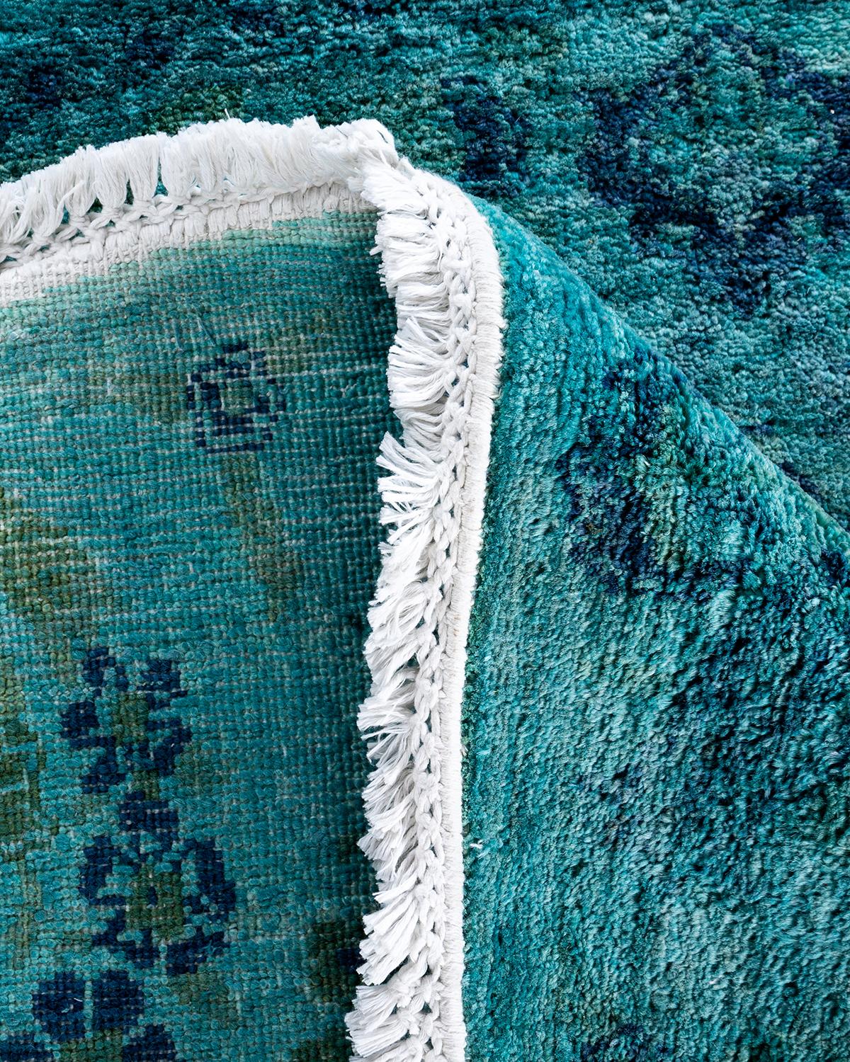 Alfombra redonda contemporánea de lana teñida a mano azul 1,80 x 1,80 cm Lana en venta