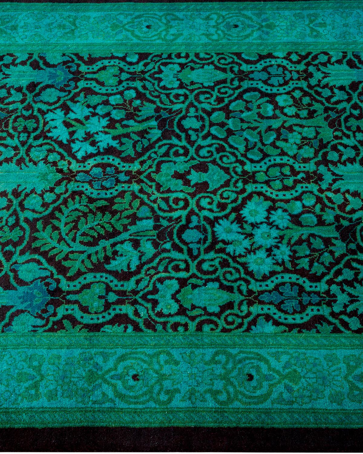Chemin de table contemporain en laine surteinte nouée à la main, bleu Neuf - En vente à Norwalk, CT