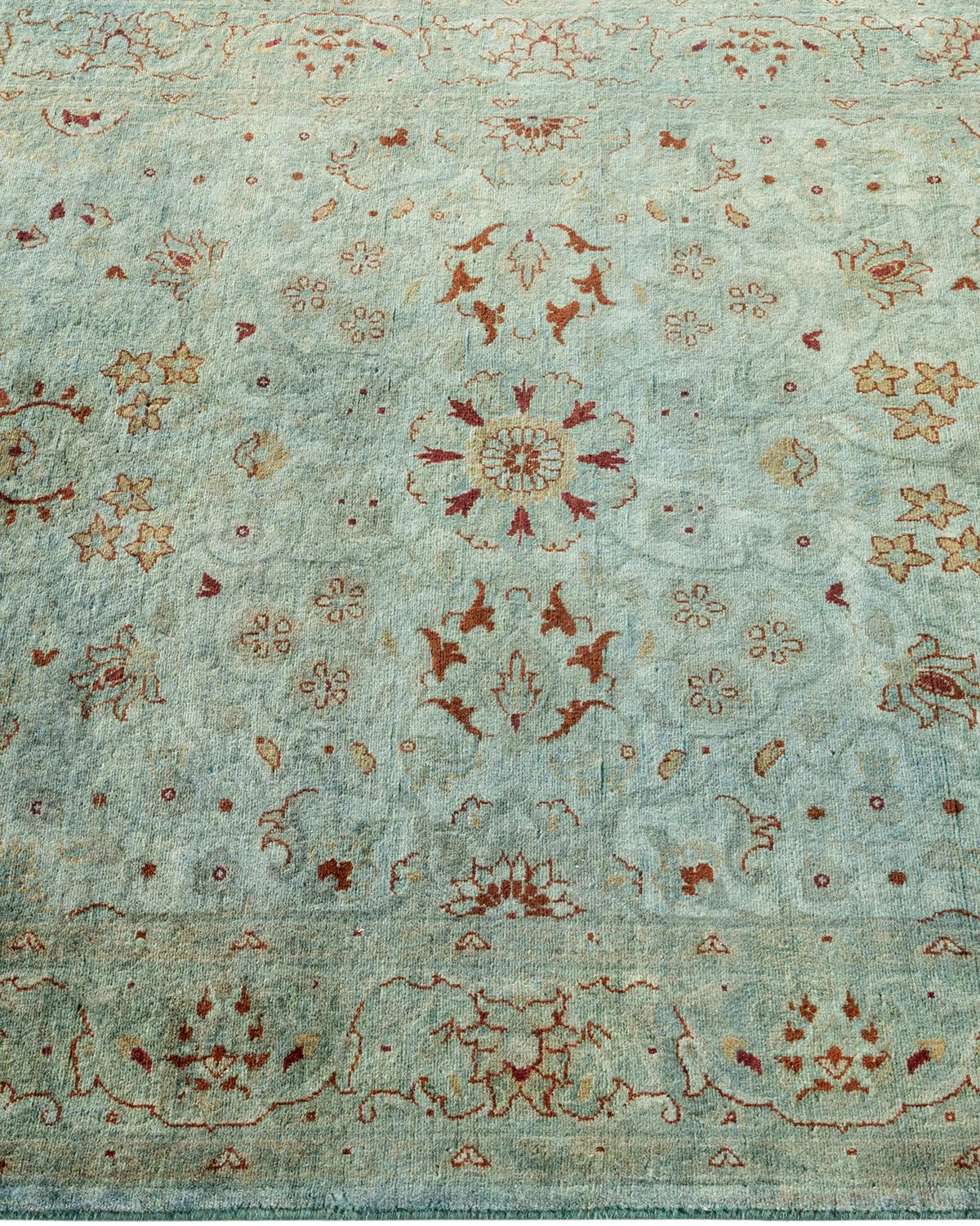 Contemporary Overdyed Hand Knotted Wool Blue Runner In New Condition For Sale In Norwalk, CT