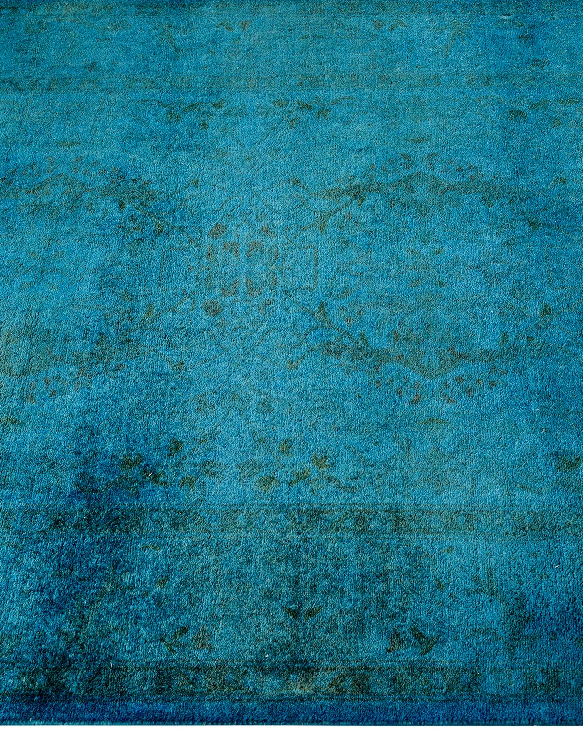 Runner contemporaneo in lana blu sovratinto e annodato a mano In condizioni Nuovo in vendita a Norwalk, CT