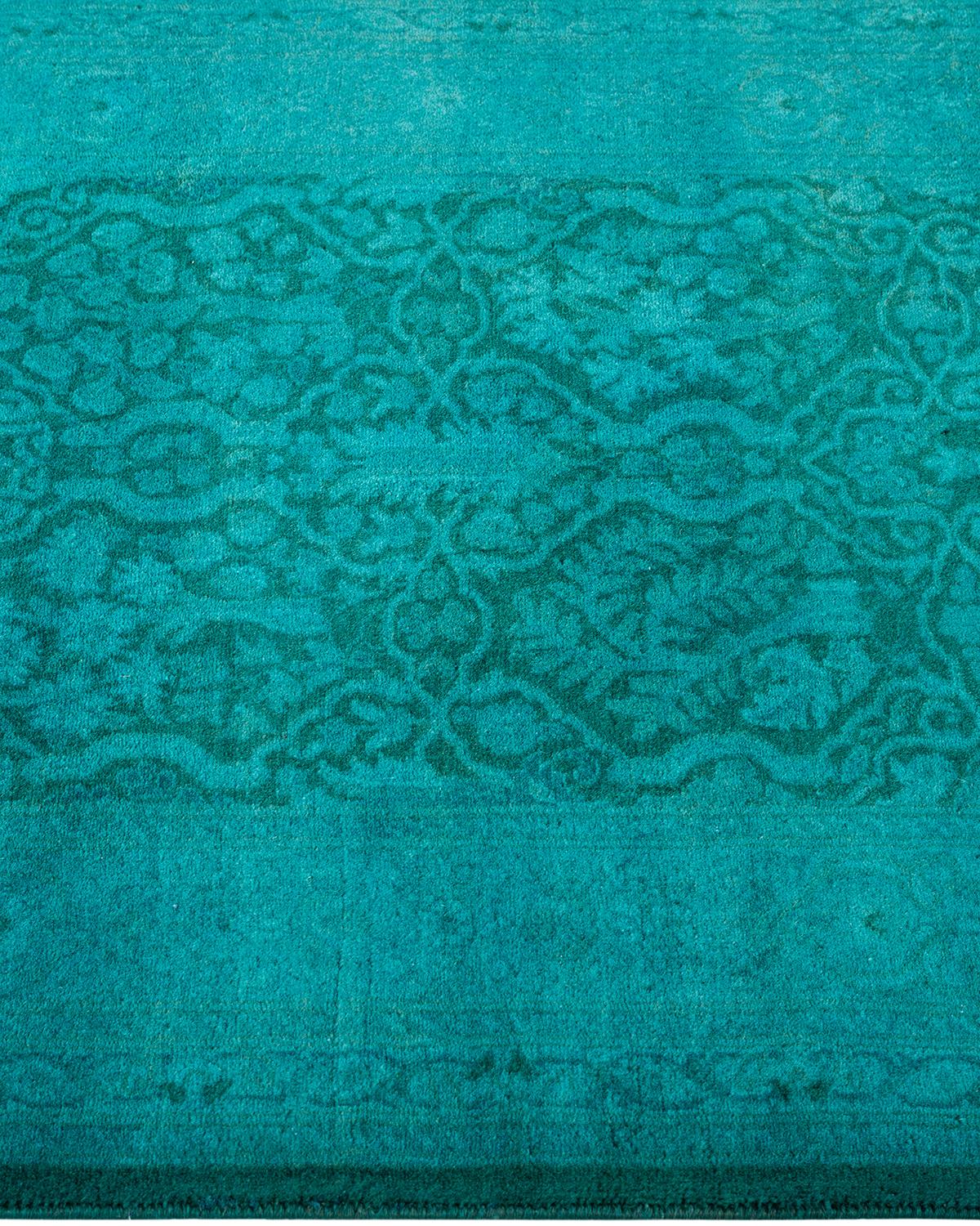 Chemin de table contemporain en laine surteinte nouée à la main, bleu Neuf - En vente à Norwalk, CT
