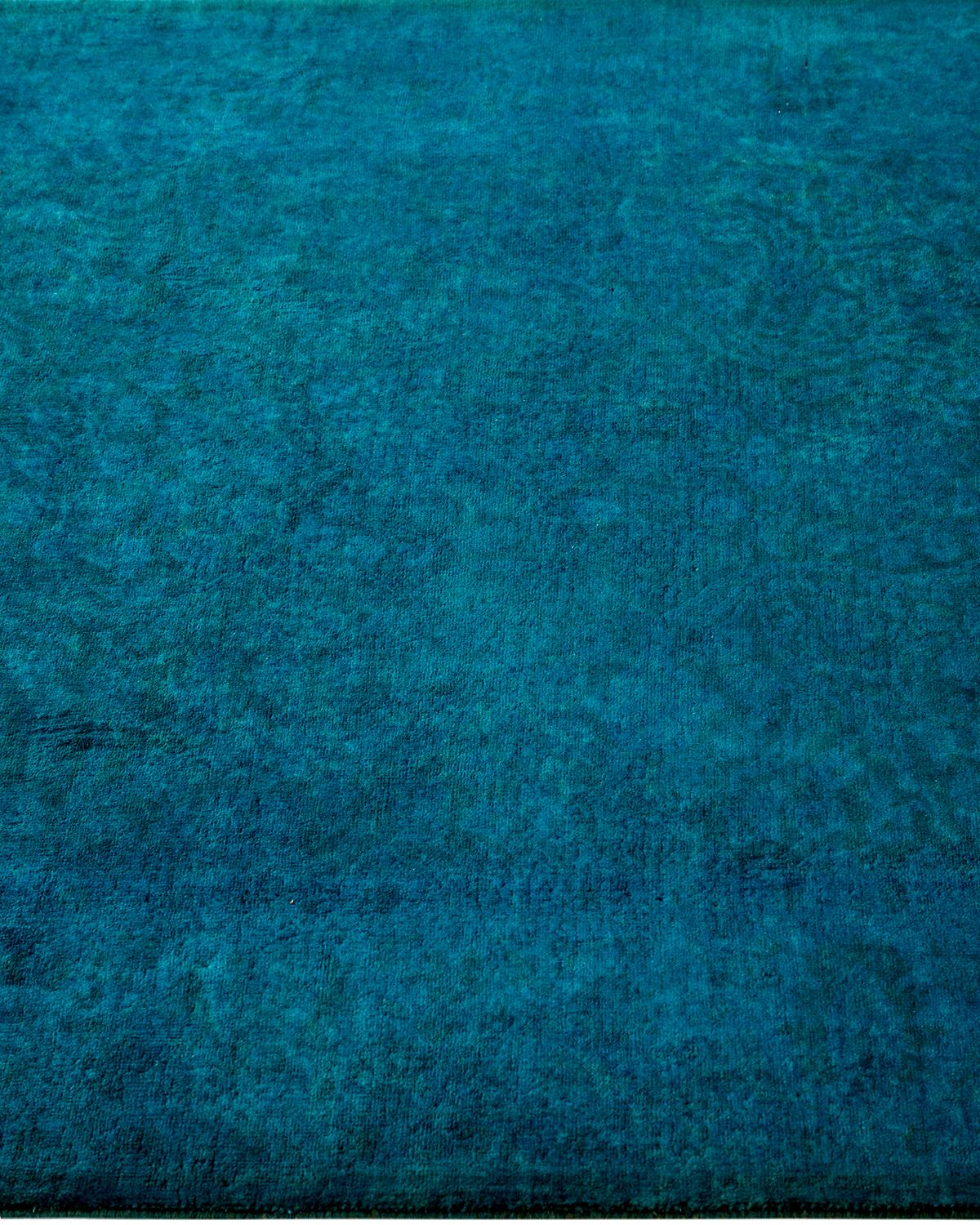 Chemin de table contemporain en laine surteinte nouée à la main, bleu Neuf - En vente à Norwalk, CT