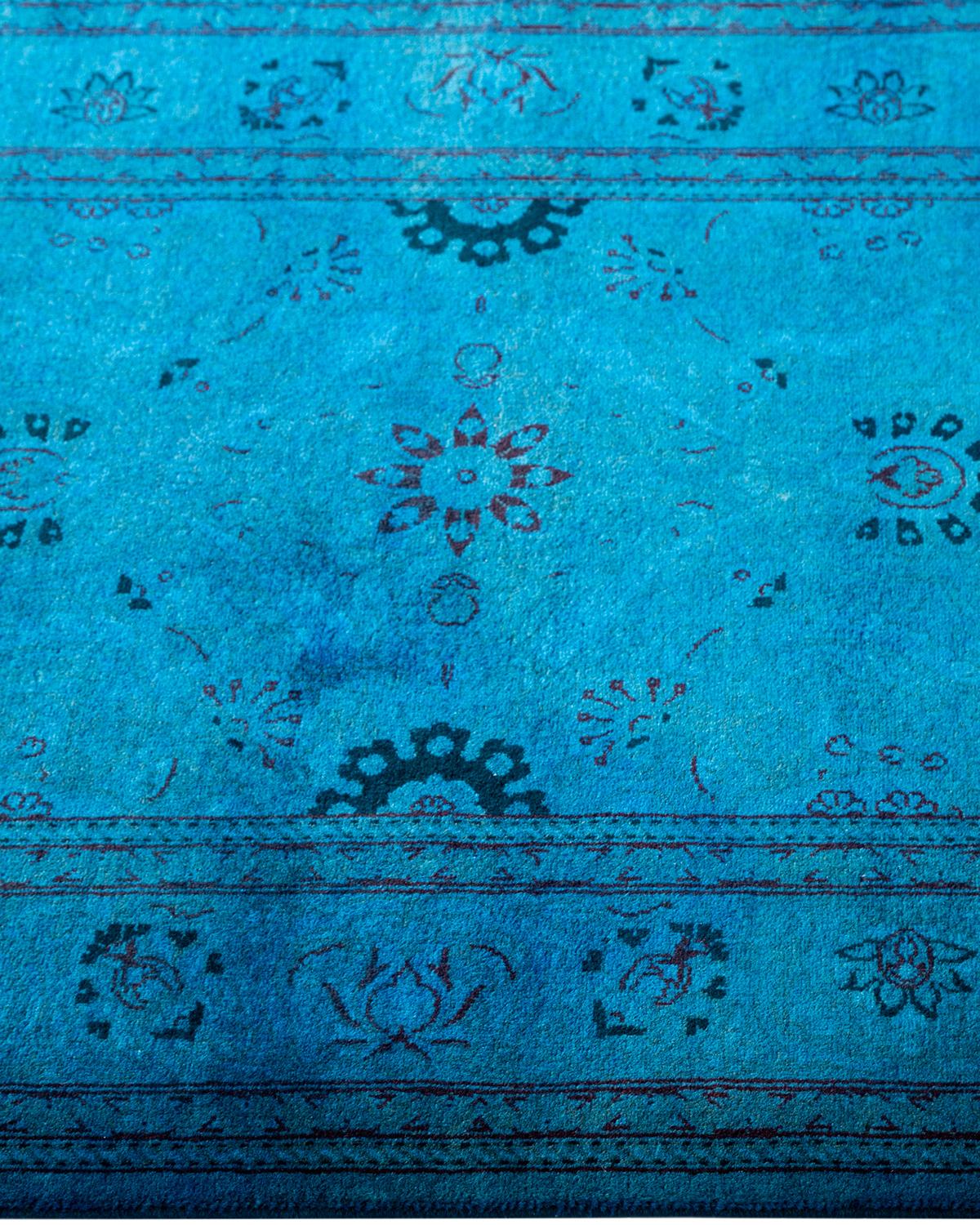 Traves de Mesa Contemporáneo Overdyed Hand Knotted Lana Azul en Nuevo estado para la venta en Norwalk, CT