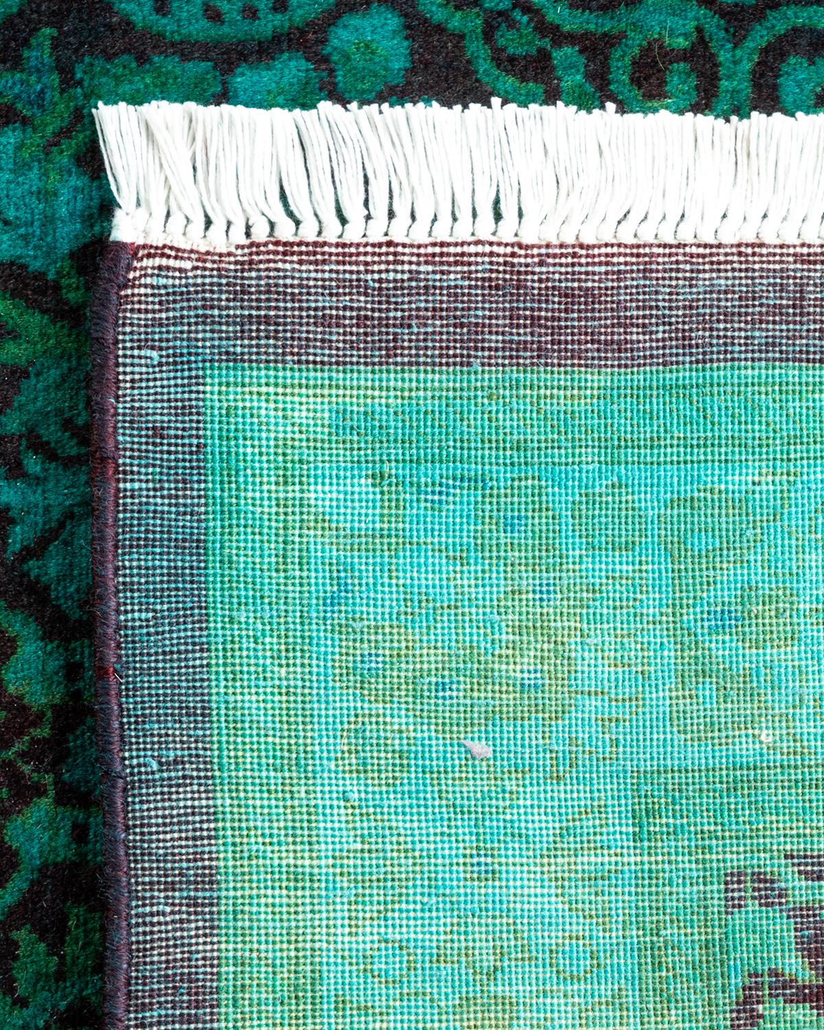 XXIe siècle et contemporain Chemin de table contemporain en laine surteinte nouée à la main, bleu en vente