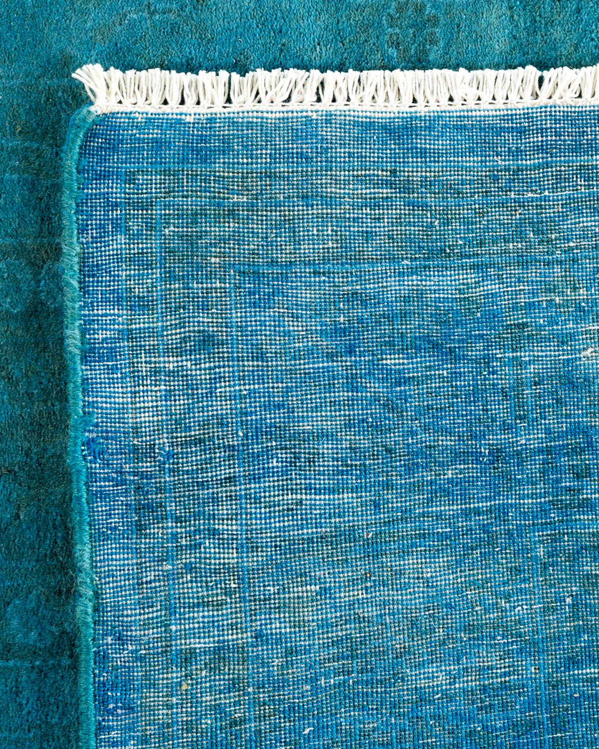 XXI secolo e contemporaneo Runner contemporaneo in lana blu sovratinto e annodato a mano in vendita
