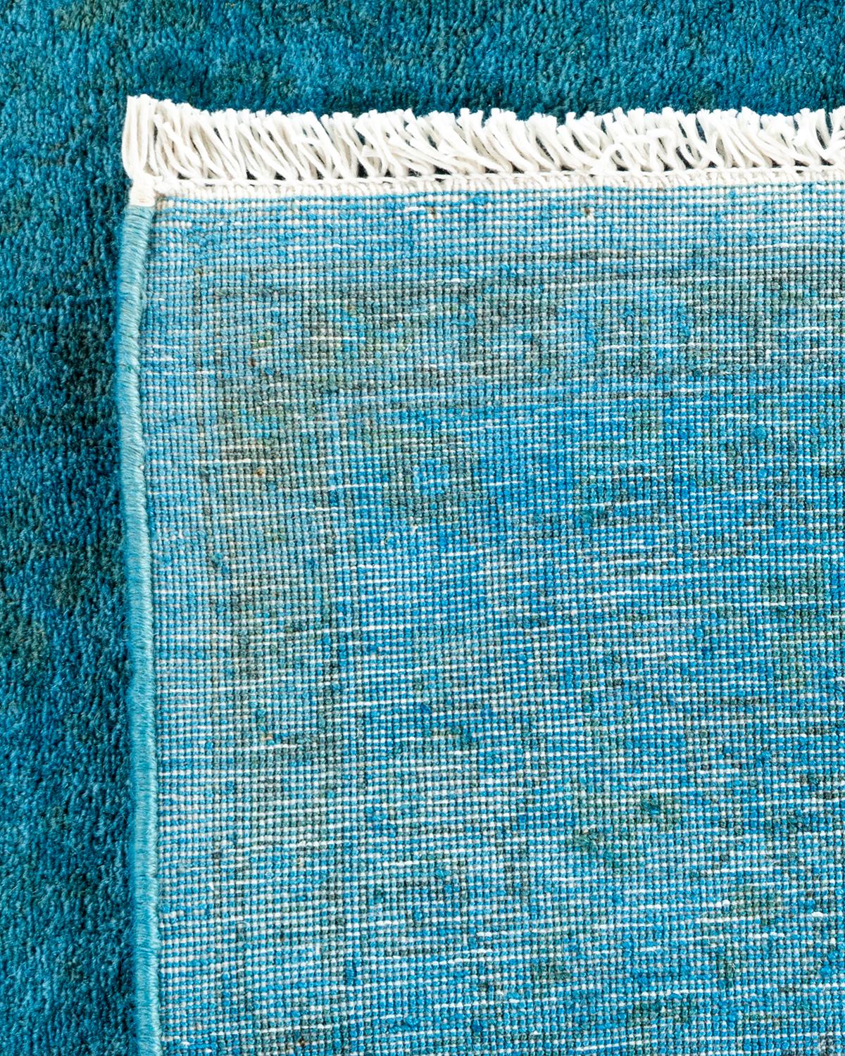 XXI secolo e contemporaneo Runner contemporaneo in lana blu sovratinto e annodato a mano in vendita