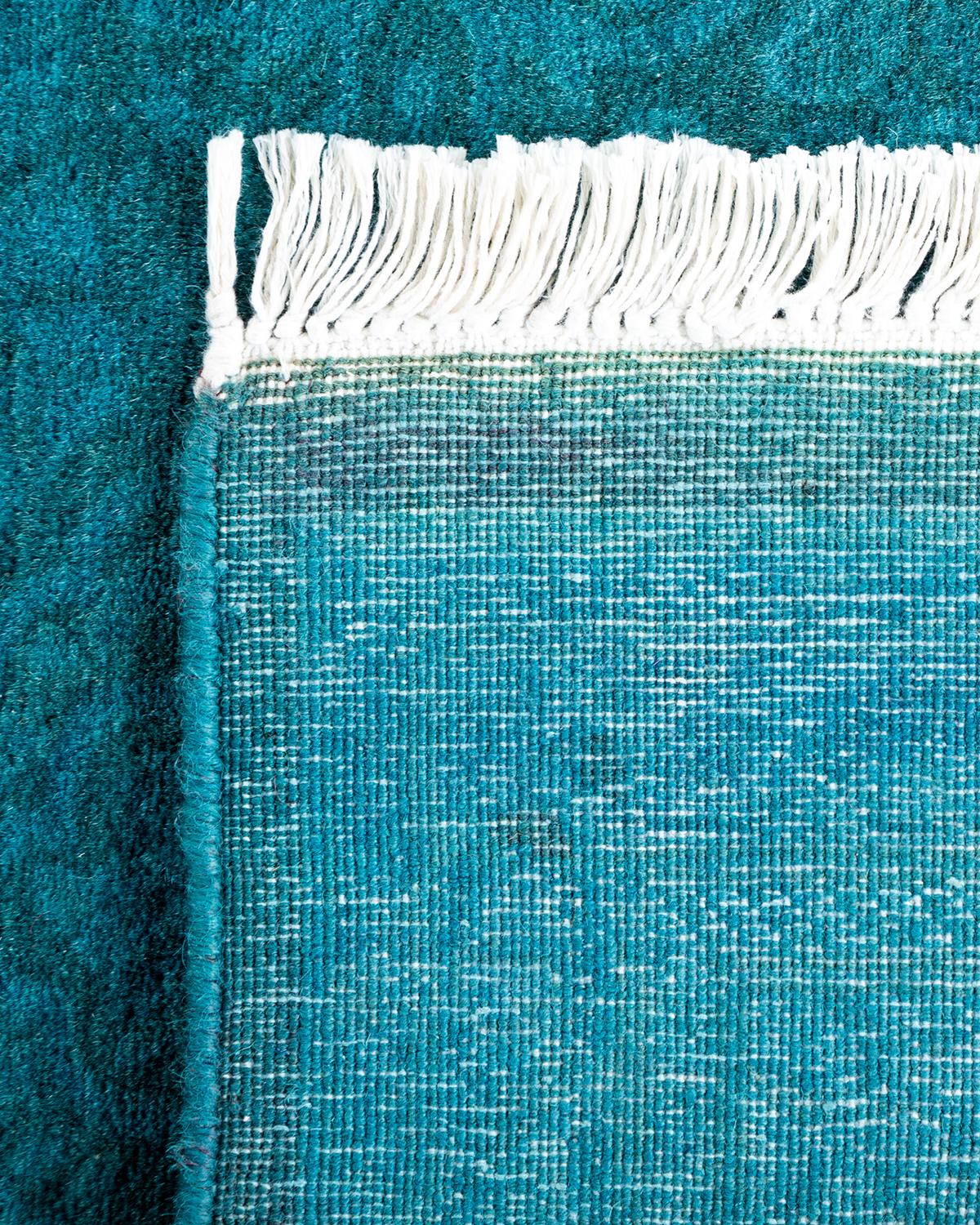 XXI secolo e contemporaneo Runner contemporaneo in lana blu sovratinto e annodato a mano in vendita