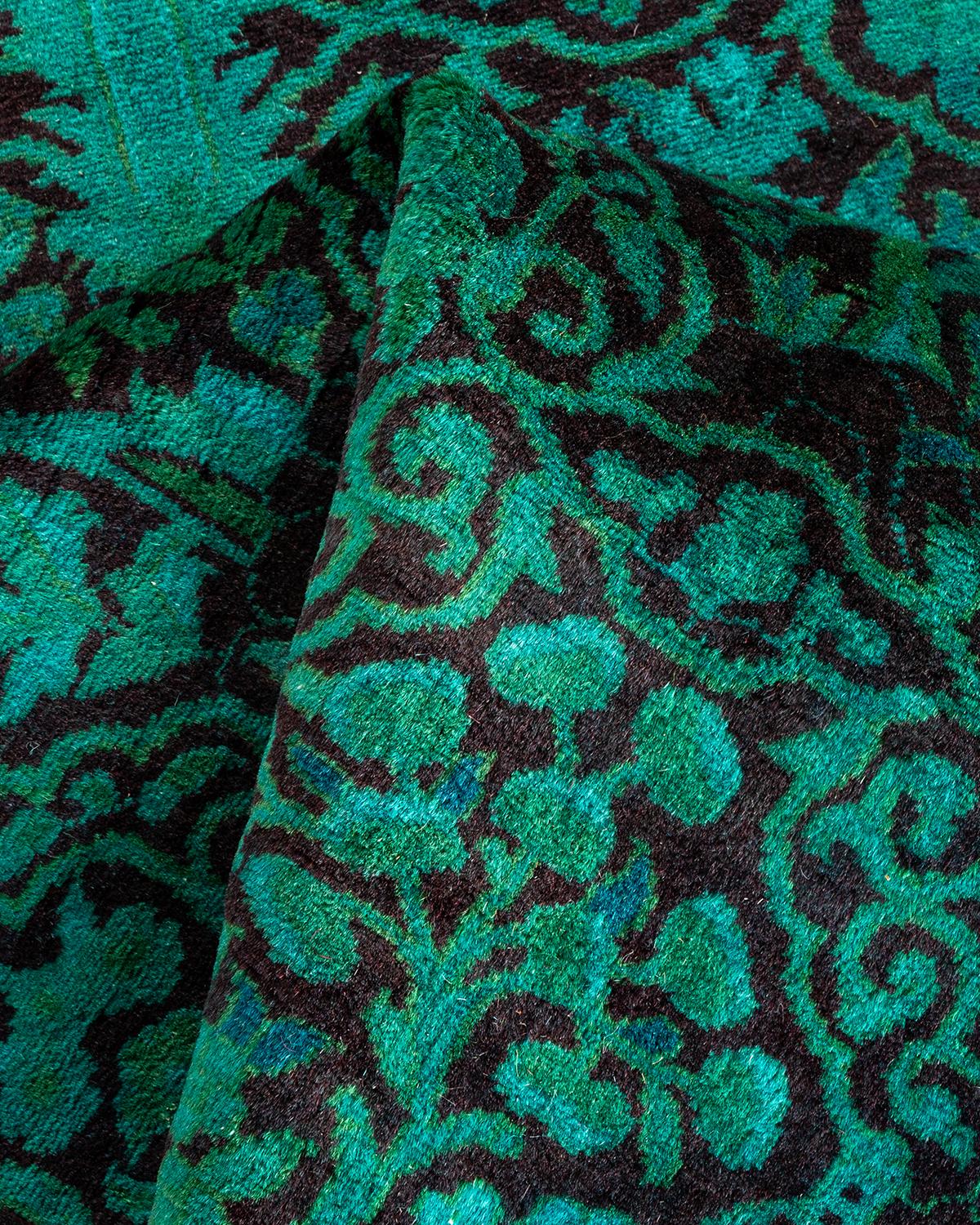 Chemin de table contemporain en laine surteinte nouée à la main, bleu en vente 1