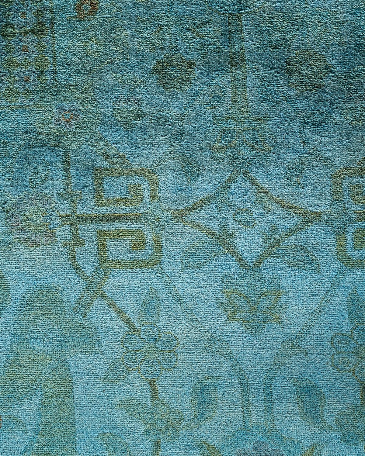 Alfombra de lana teñida a mano contemporánea azulada Pakistaní en venta