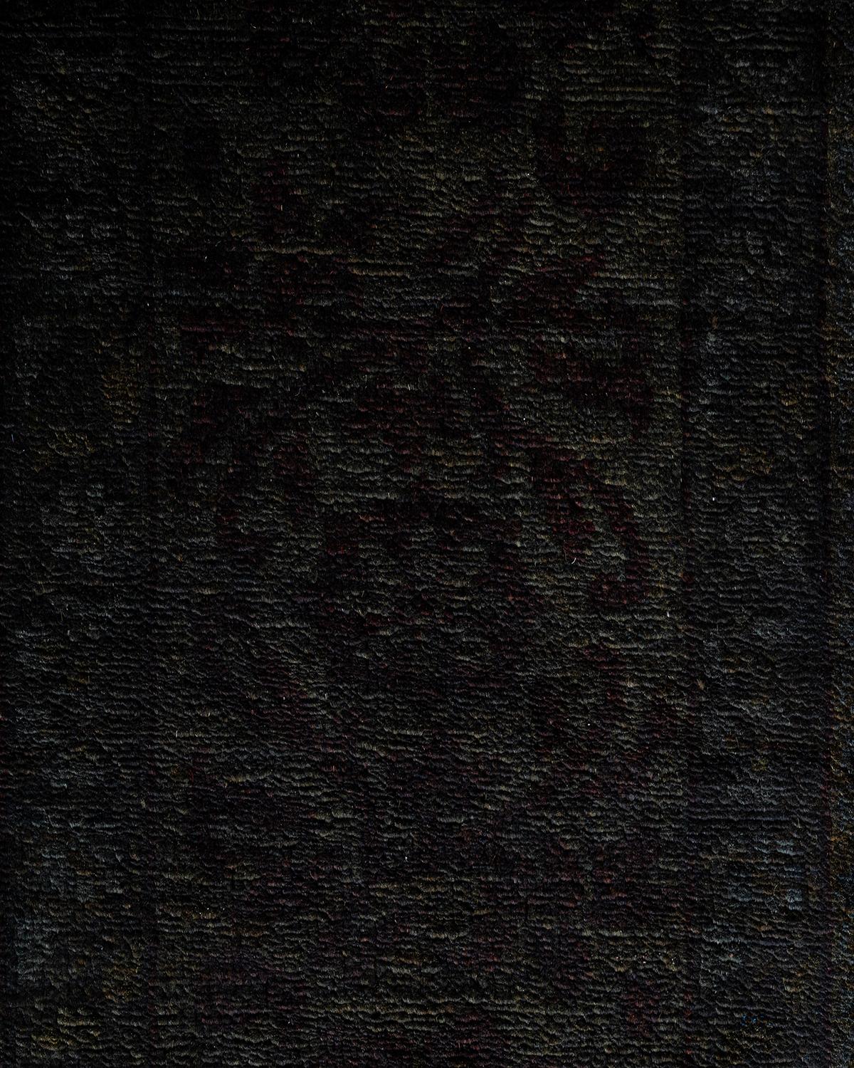 Contemporary Overdyed Hand Knotted Wool Brown Area Rug 5' 2