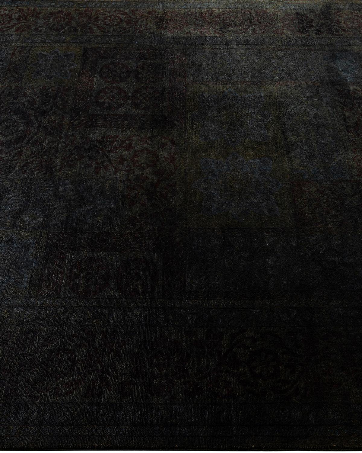 Contemporary Overdyed Hand Knotted Wool Brown Area Rug 5' 2