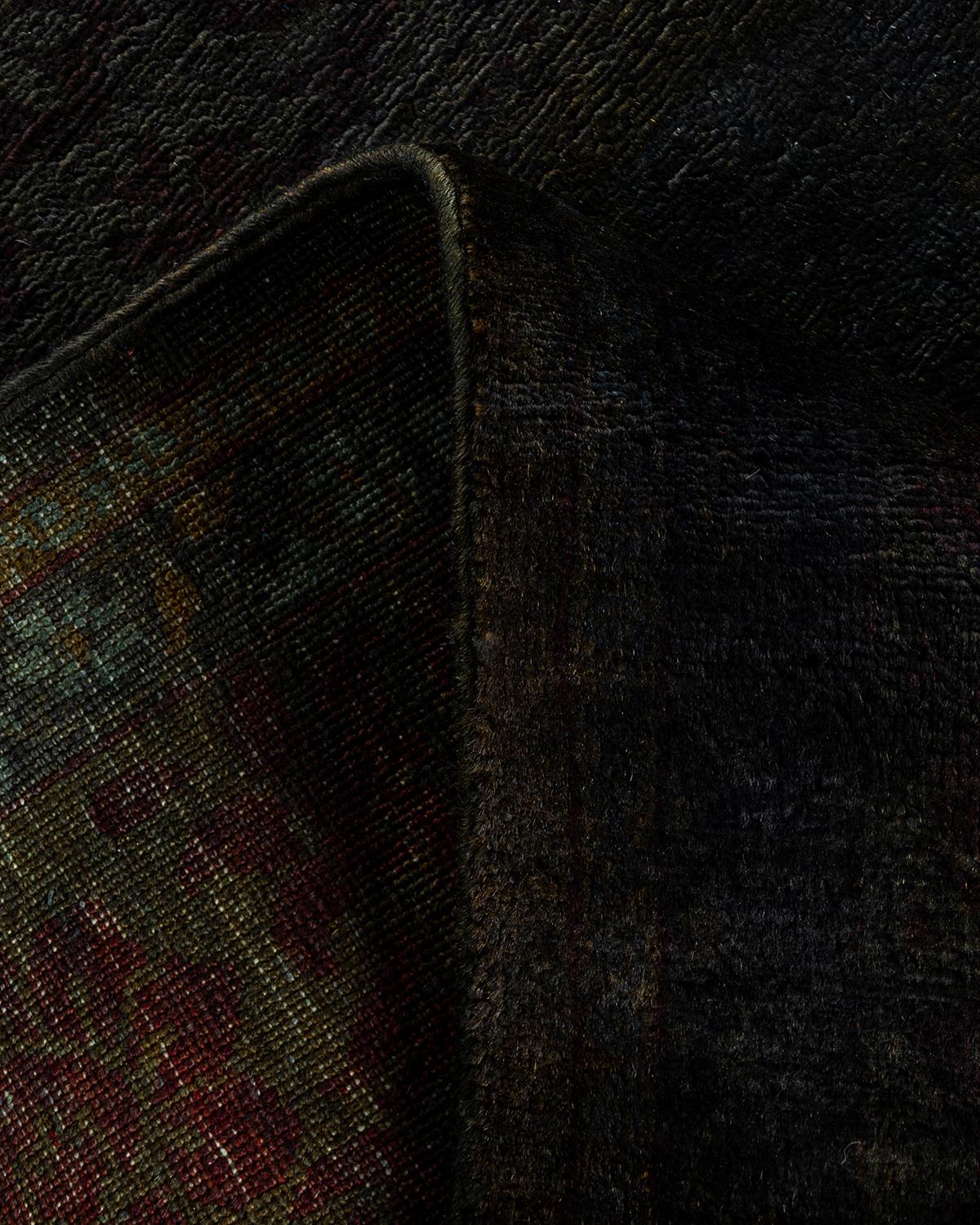 Contemporary Overdyed Hand Knotted Wool Brown Area Rug 5' 2