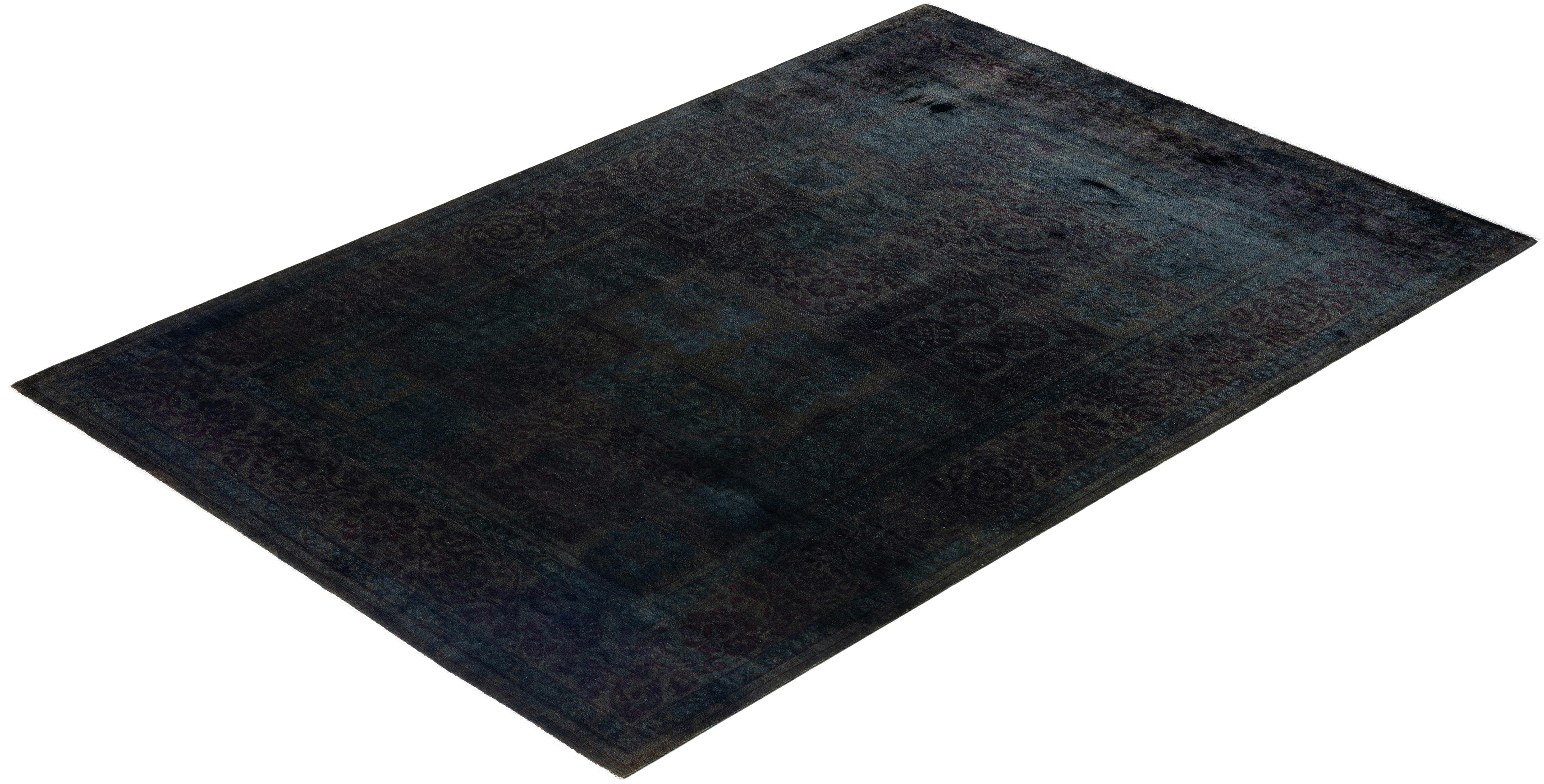 Contemporary Overdyed Hand Knotted Wool Brown Area Rug 5' 2